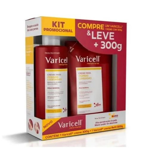 Kit Varicell Creme para Pernas Cansadas Pele Normal 300g + Creme para Pernas Cansadas Pele Normal Refil 300g