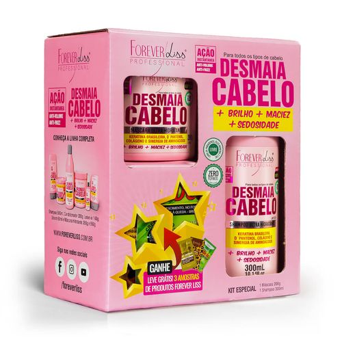 Kit Especial Desmaia Cabelo com Shampoo 300ml e Máscara 200g Kit Especial Desmaia Cabelo com Shampoo 300ml e Máscara 200g