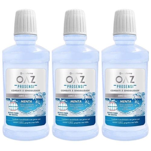 Kit com 3 Unidades de Solução Bucal Oaz Pro Sensi 500ml Kit com 3 Unidades de Solução Bucal Oaz Pro Sensi 500ml