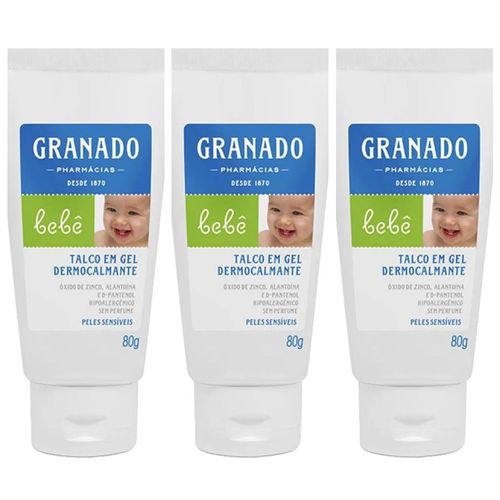 Kit com 3 Unidades de Granado Talco Em Gel Dermocalmante 80g