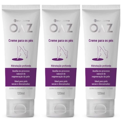 Kit com 3 Unidades de Oaz Creme Para Os Pés 120ml