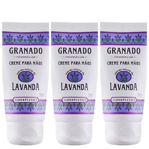 Kit com 3 Unidades de Granado Creme Para Mãos Terrapeutics Lavanda 50ml