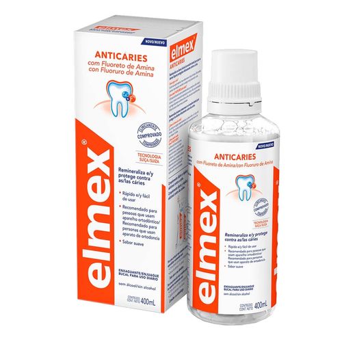 Kit com 3 Unidades de Enxaguante Bucal Elmex Anticaries 400ml