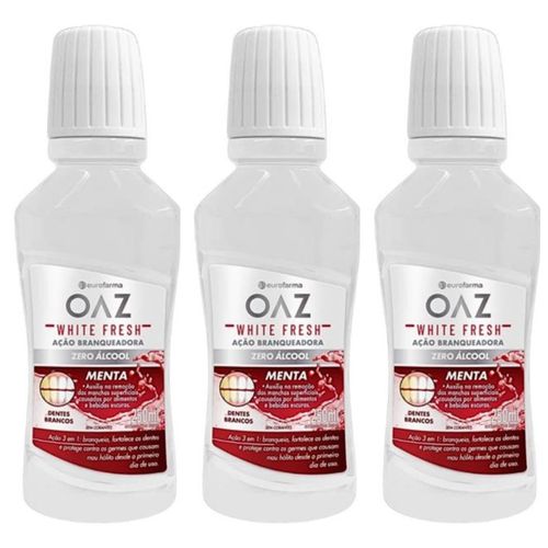 Kit com 3 Unidades de Enxaguante Bucal Kids Oaz White Fresh 250ml