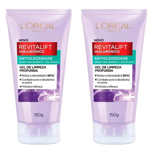 Kit com 2 Unidades de Revitalift Loreal Gel de Limpeza Profunda Hialurônico 150g