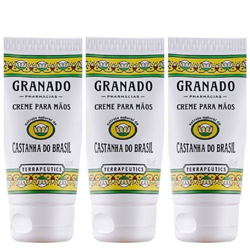 Kit com 3 Unidades de Creme para Mãos Castanha do Brasil Granado Terrapeutics Bisnaga 50ml Kit com 3 Unidades de Creme para Mãos Castanha do Brasil Granado Terrapeutics Bisnaga 50ml