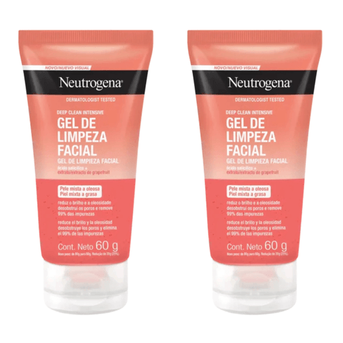 Kit com 2 Unidades de Neutrogena Deep Clean Grapefruit Gel De Limpeza Facial 60g