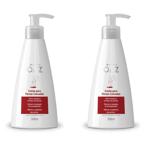 Kit com 2 Unidades de Oaz Creme para Pernas Cansadas com Cânfora E Mentol 300ml Kit com 2 Unidades de Oaz Creme para Pernas Cansadas com Cânfora E Mentol 300ml