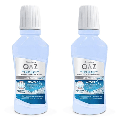 Kit com 2 Unidades de Enxaguante Antisséptico Bucal Oaz Prosensi Menta Sem Álcool 250Ml