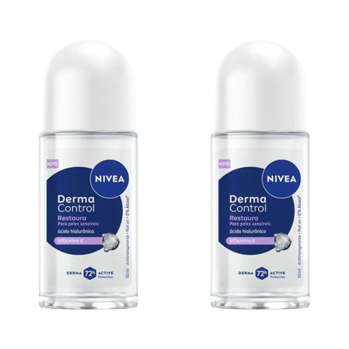 Kit com 2 Unidades de Desodorante Roll-On Nivea Derma Control Restaura 50ml