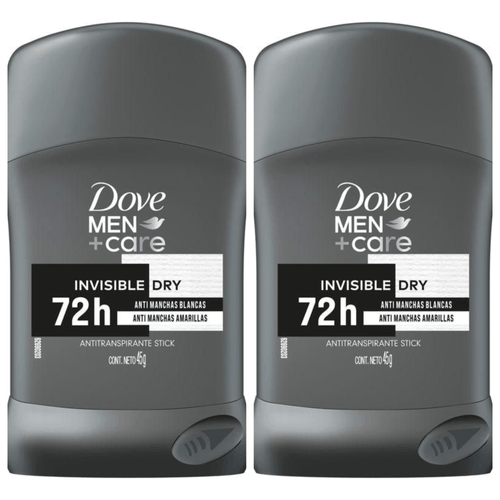 Kit com 2 Unidades de Desodorante Antitranspirante Stick Dove Men+Care Invisible Dry 45g