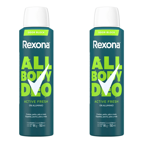 Kit com 2 Unidades de Desodorante Aerossol Rexona All Body Deo Active Fresh 150ml