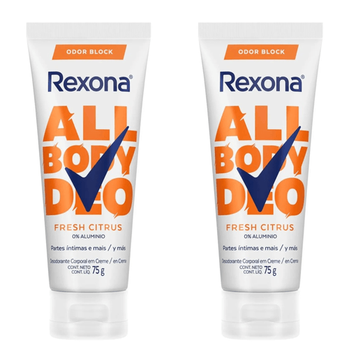 Kit com 2 Unidades de Desodorante Creme All Body Deo Fresh Citrus Rexona 75g
