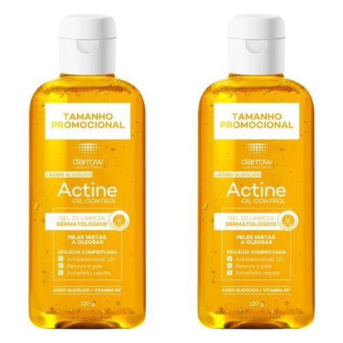 Kit com 2 Unidades de Gel de Limpeza Facial Actine Oil Control Frasco 120g