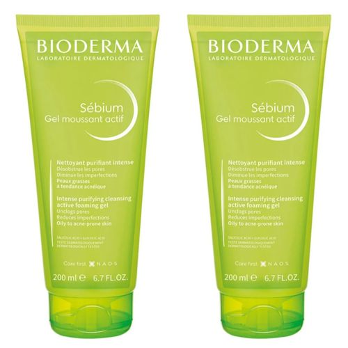 Kit com 2 Unidades de Gel De Limpeza Sébium Moussant Actif 200ml Bioderma