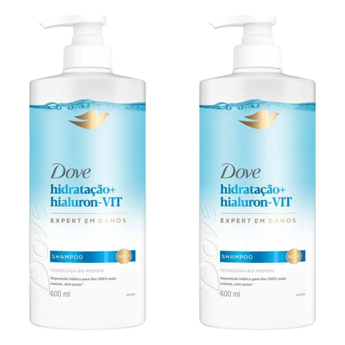 Kit com 2 Unidades de Shampoo Dove Hidratação + Hialuron-VIT 600ml