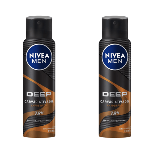 Kit com 2 Unidades de Desodorante Nivea Men Deep Amadeirado 150ml Kit com 2 Unidades de Desodorante Nivea Men Deep Amadeirado 150ml