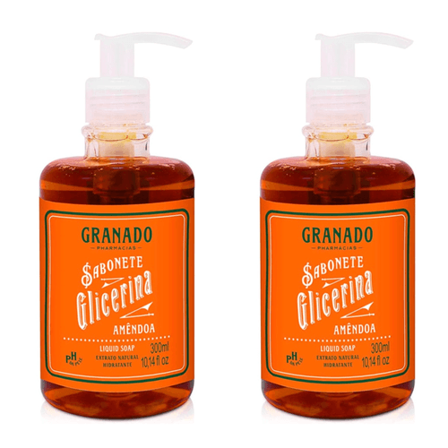 Kit com 2 Unidades de Granado Sabonete Líquido Glicerina Amêndoa 300ml