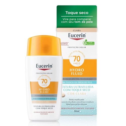 Kit com 2 Unidades de Eucerin Protetor Solar Hydro Fluid Facial Cor Clara FPS70 50ml Kit com 2 Unidades de Eucerin Protetor Solar Hydro Fluid Facial Cor Clara FPS70 50ml