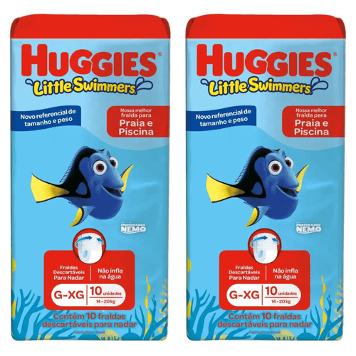 Kit com 2 Unidades de Fralda Huggies Praia e Piscina Little Swimmers G-XG 10 Unidades cada Kit com 2 Unidades de Fralda Huggies Praia e Piscina Little Swimmers G-XG 10 Unidades cada