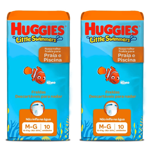 Kit com 2 Unidades de Fralda Huggies Little Swimmers Praia e Piscina M/G 10 Unidades cada Kit com 2 Unidades de Fralda Huggies Little Swimmers Praia e Piscina M/G 10 Unidades cada