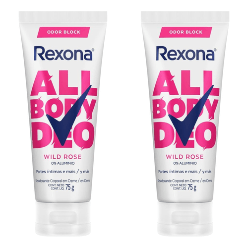 Kit com 2 Unidades de Desodorante Creme Rexona All Body Deo Wild Rose 75g