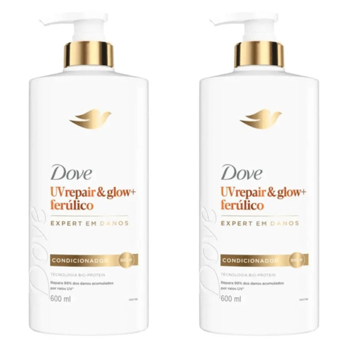 Kit com 2 Unidades de Dove Condicionador UV Repair & Glow + Ferúlico 600ml Kit com 2 Unidades de Dove Condicionador UV Repair & Glow + Ferúlico 600ml