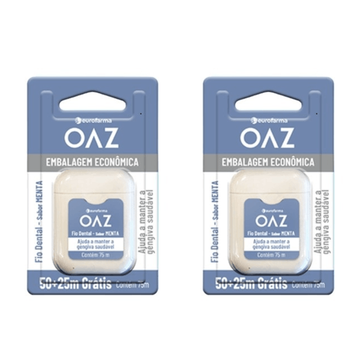 Kit com 2 Unidades de Fio Dental OAZ Menta 75 Metros Kit com 2 Unidades de Fio Dental OAZ Menta 75 Metros