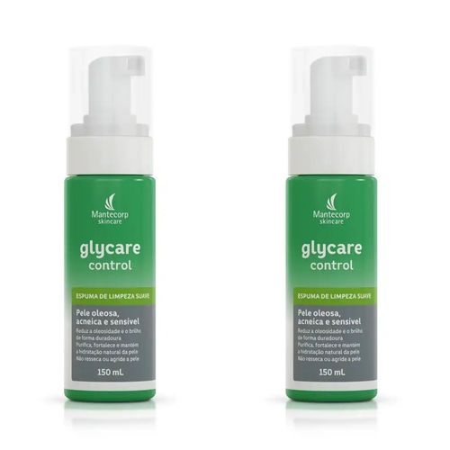 Kit com 2 Unidades de Espuma De Limpeza Facial Suave Glycare Control 150ml