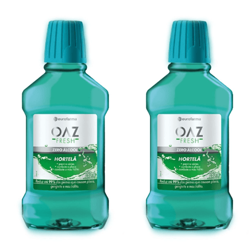 Kit com 2 Unidades de Enxaguante Bucal OAZ Fresh Hortelã Com 250ml Kit com 2 Unidades de Enxaguante Bucal OAZ Fresh Hortelã Com 250ml