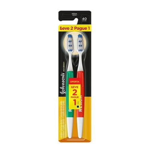 Kit com 2 Unidades de Escova Dental Média Johnson 2 Unidades