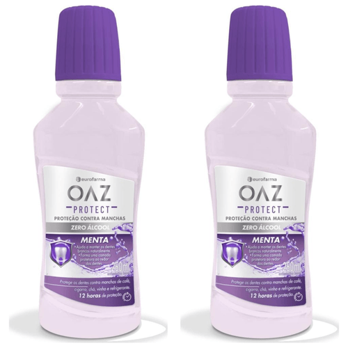 Kit com 2 Unidades de Enxaguante Bucal OAZ Menta Contra Manchas 250ml Kit com 2 Unidades de Enxaguante Bucal OAZ Menta Contra Manchas 250ml