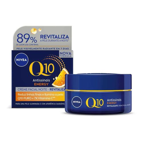 Kit com 2 Unidades de Creme Facial Nivea Q10 Energy 50g Antissinais Noite