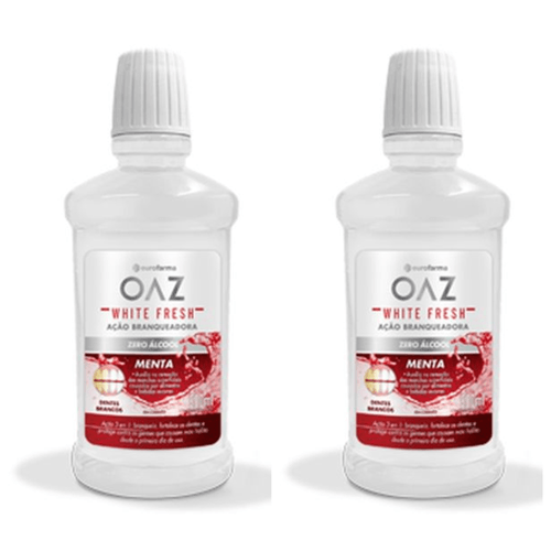 Kit com 2 Unidades de Enxaguante Bucal Oaz White Fresh 500ml Kit com 2 Unidades de Enxaguante Bucal Oaz White Fresh 500ml