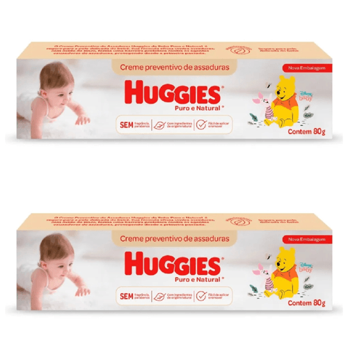 Kit com 2 Unidades de Creme Contra Assaduras Huggies Recém Nascido 80g