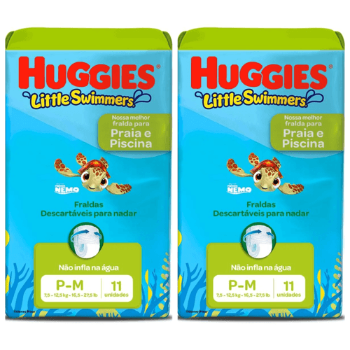 Kit com 2 Unidades de Fralda Huggies Little Swimmers Piscina P-M 11 Unidades cada