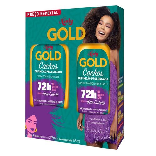 Kit Cachos Definição Prolongada 72h Shampoo 275ml e Condicionador 175ml Niely Gold Kit Cachos Definição Prolongada 72h Shampoo 275ml e Condicionador 175ml Niely Gold