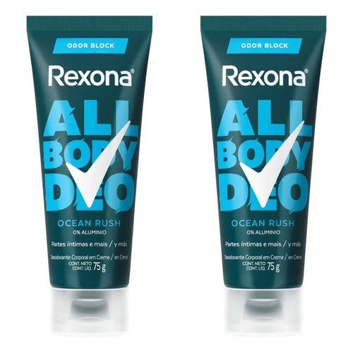 Kit com 2 Unidades de All Body Deo Rexona Ocean Rush Em Creme 75g