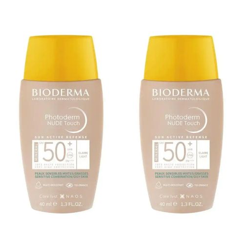 Kit com 2 Unidades de Bioderma Protetor Solar Facial Photoderm Nude Touch FPS50+ Claro 40ml