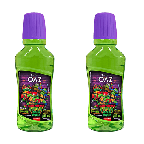 Kit com 2 Unidades de Antisséptico Bucal OAZ Sabor Tutti-Frutti Zero Álcool 250ml