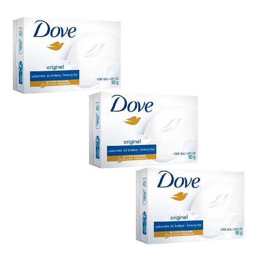 Kit c/3 Unidades de Sabonete Dove 90g Branco Kit c/3 Unidades de Sabonete Dove 90g Branco