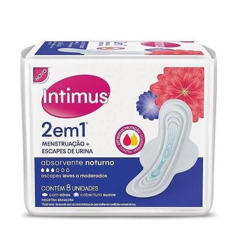 Kit com 2 Unidades de Absorvente Intimus Noturno 2 em 1 com abas - 8 unidades Kit com 2 Unidades de Absorvente Intimus Noturno 2 em 1 com abas - 8 unidades