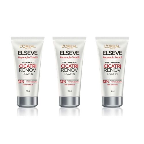 Kit C/3 Elseve Loreal Reparação Total 5 Cicatri Renov 50ml