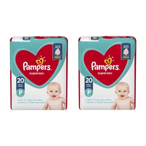 Kit 2x20=40 Fraldas pampers supersec Tamanho (P)