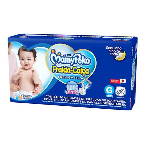 Fralda MamyPoko Calça Super Seca Jumbo Tamanho G c/30 Unidades