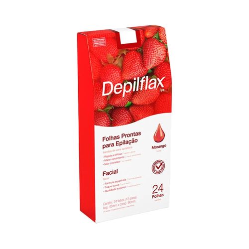 Folhas para Depilação Facial Morango Depilflax C/24 Unid