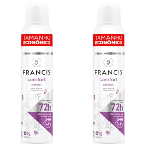 Kit c/2 Unidades de Desodorante Aero Francis 150ml Comfort Petalas/Rosa Kit c/2 Unidades de Desodorante Aero Francis 150ml Comfort Petalas/Rosa