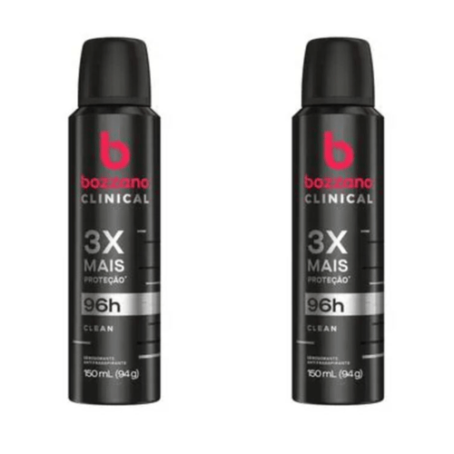 Kit c/2 Unidades de Desodorante Aerosol Bozzano Clinical 94g Clean Kit c/2 Unidades de Desodorante Aerosol Bozzano Clinical 94g Clean