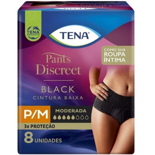 Roupa Íntima Descartável Tena Pants Discreet P/M Black c/8 unidades