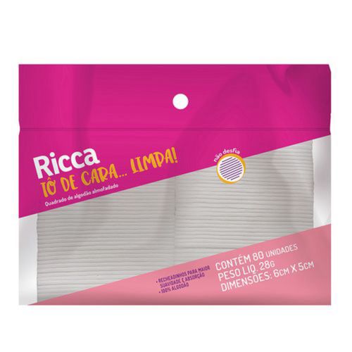 Quadradinho De Algodão 80Pçs Ricca Quadradinho De Algodão 80Pçs Ricca